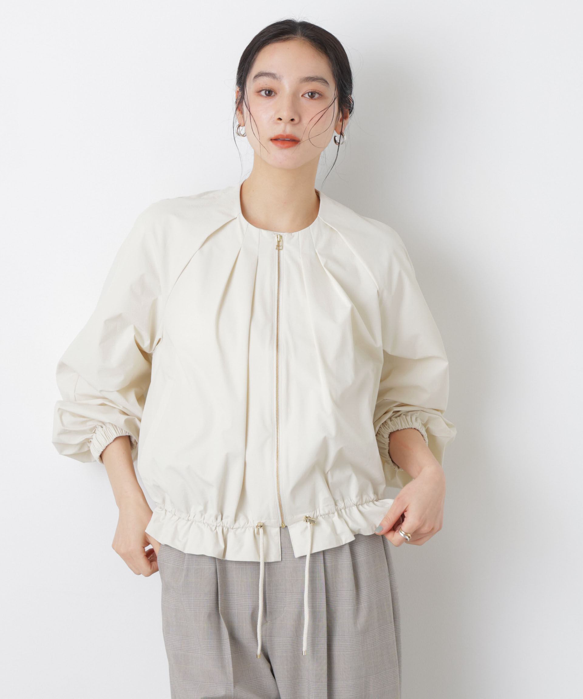 nano･universe「ノーカラードロストタックブルゾン」|ブルゾン・スタジャン|