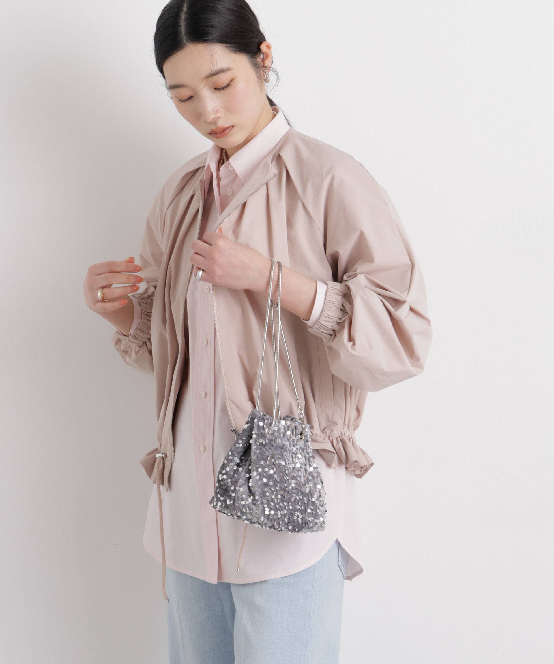 nano･universe「ノーカラードロストタックブルゾン」|ブルゾン・スタジャン|