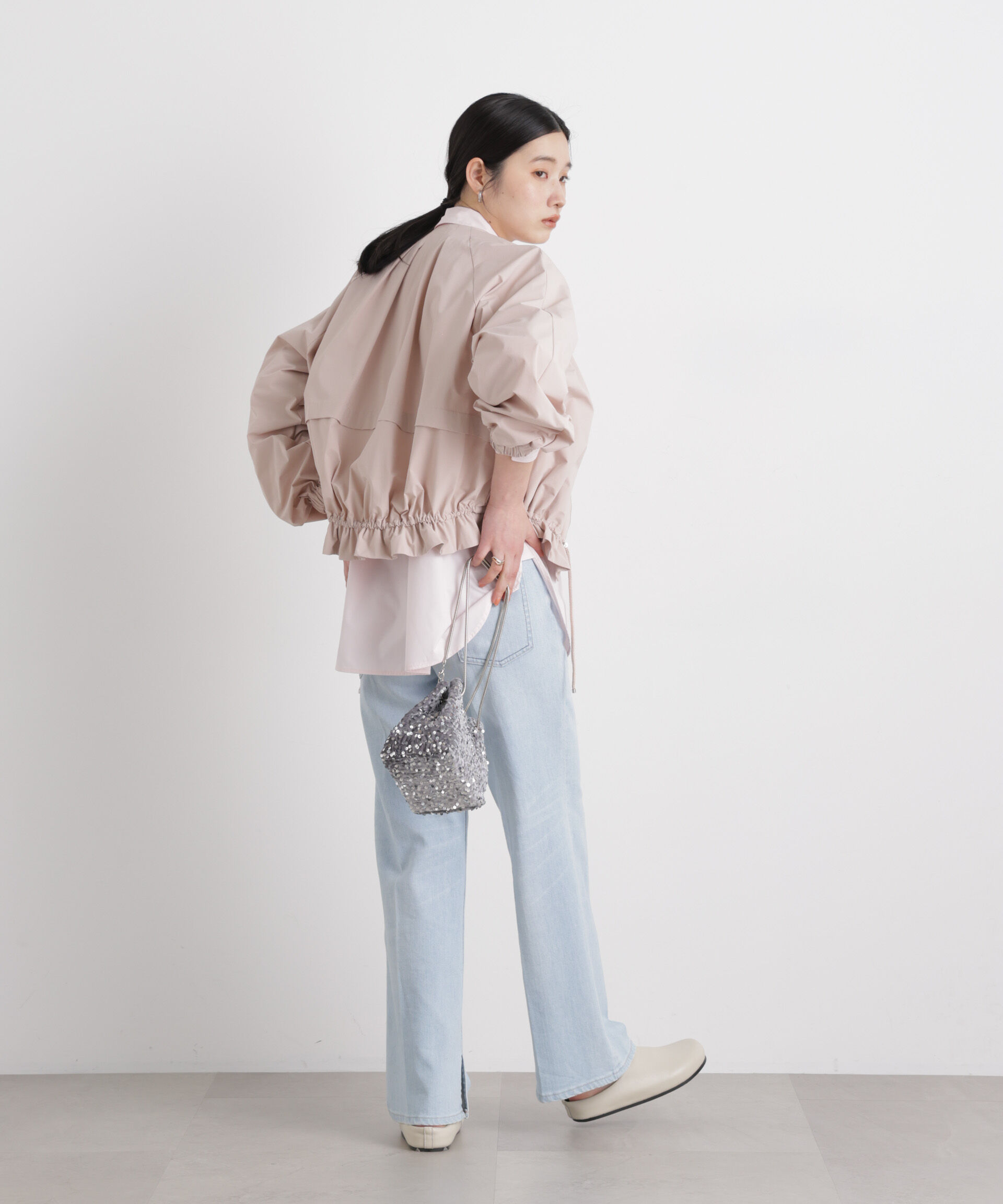 nano･universe「ノーカラードロストタックブルゾン」|ブルゾン・スタジャン|