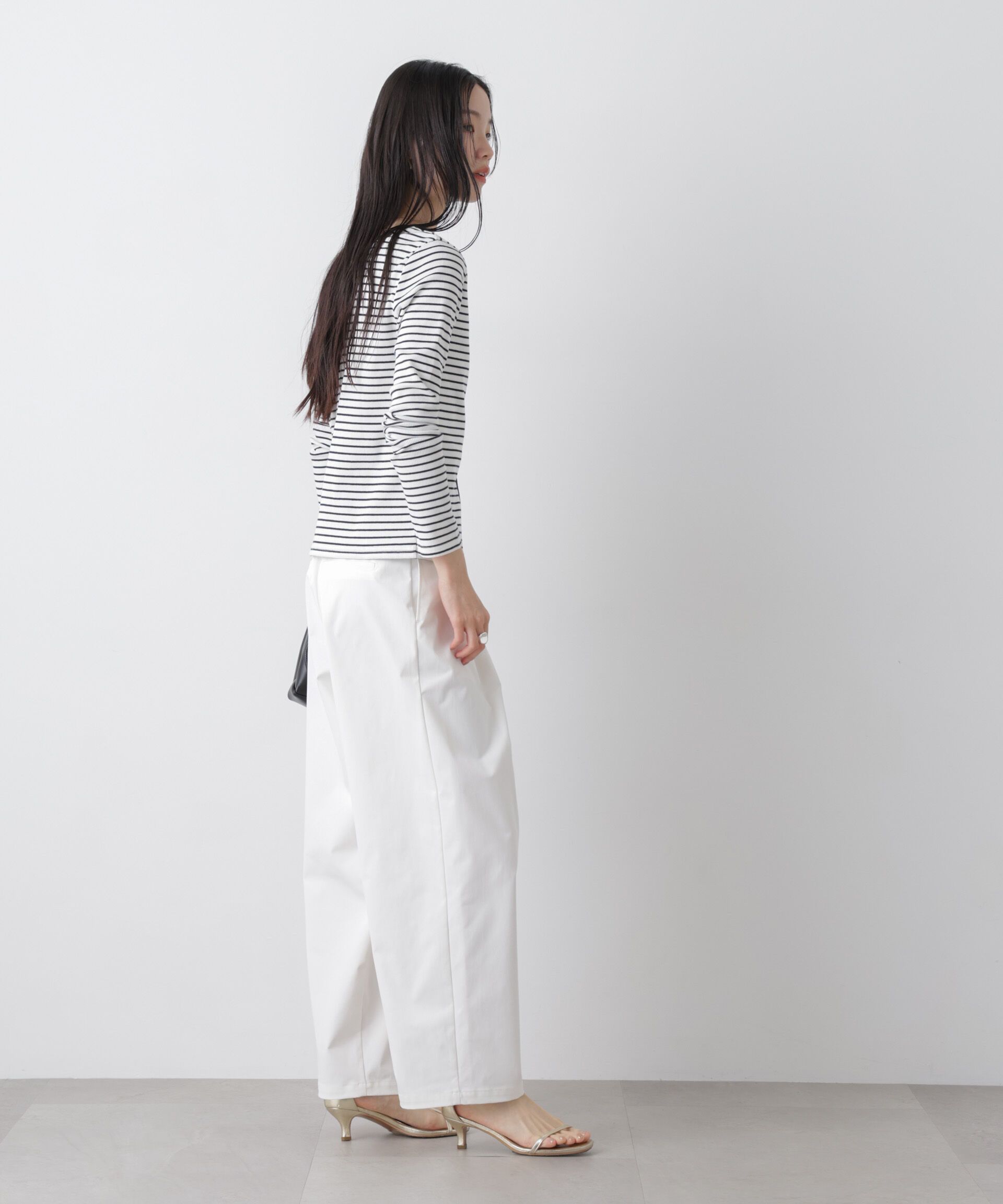 nano･universe「前後2wayスパンテレコカットボーダークルーカーディガン」|Tシャツ・カットソー|