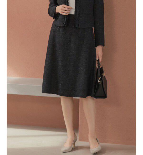 組曲「【KUMIKYOKU NAVY】ラメループモールツイード フレアスカート」|スカート|ネイビー系