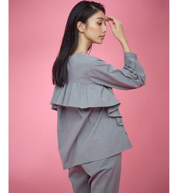 組曲「【KUMIKYOKU NAVY】ウーステッドライククロス フリルブラウス」|シャツ・ブラウス|