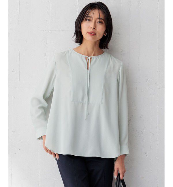 23区「【洗える】バックサテンアムンゼン ブザムディテール ブラウス」|シャツ・ブラウス|ｽﾓｰｷｰｸ