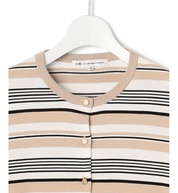 23区「【洗える】プレミアムビオコットン マルチボーダー カーディガン」|カーディガン|