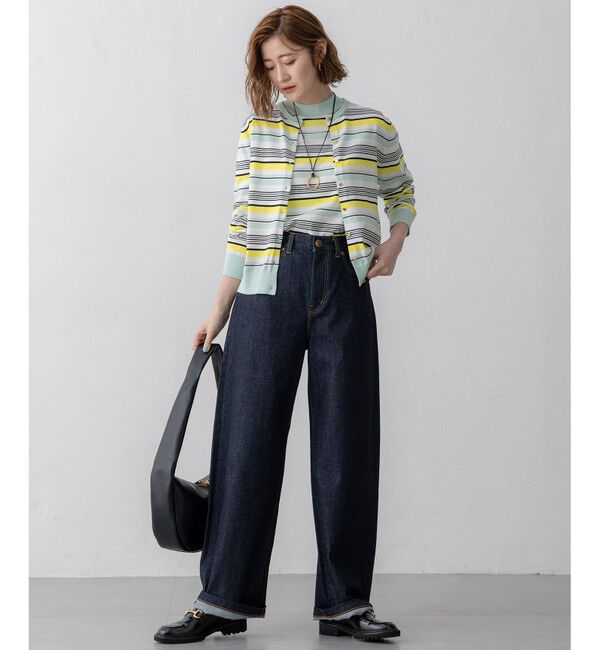 23区「【洗える】プレミアムビオコットン マルチボーダー カーディガン」|カーディガン|