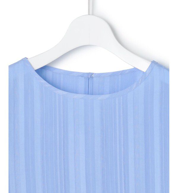 23区「ドビーストライプ クルーネック フレアブラウス」|シャツ・ブラウス|