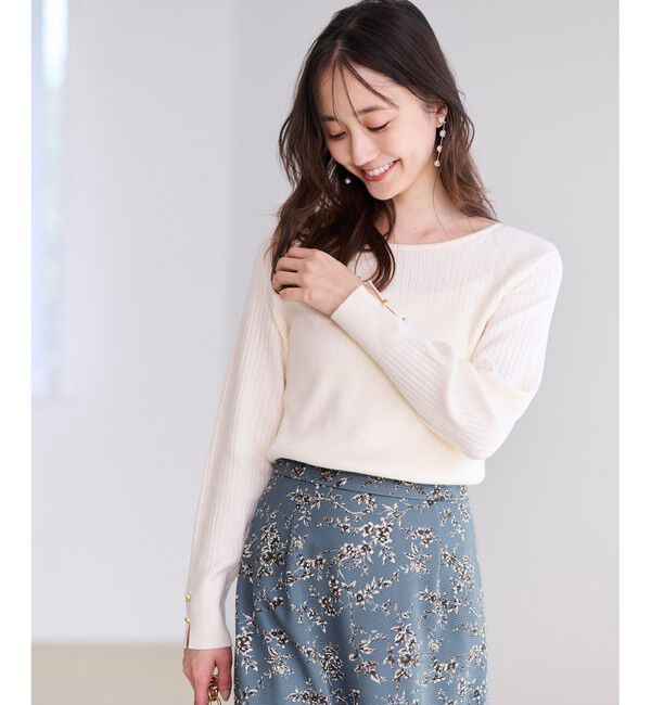 ANY SIS「【ウールブレンドシリーズ】ベースネックリブコンビ ニット」|ニット・セーター|アイボリー