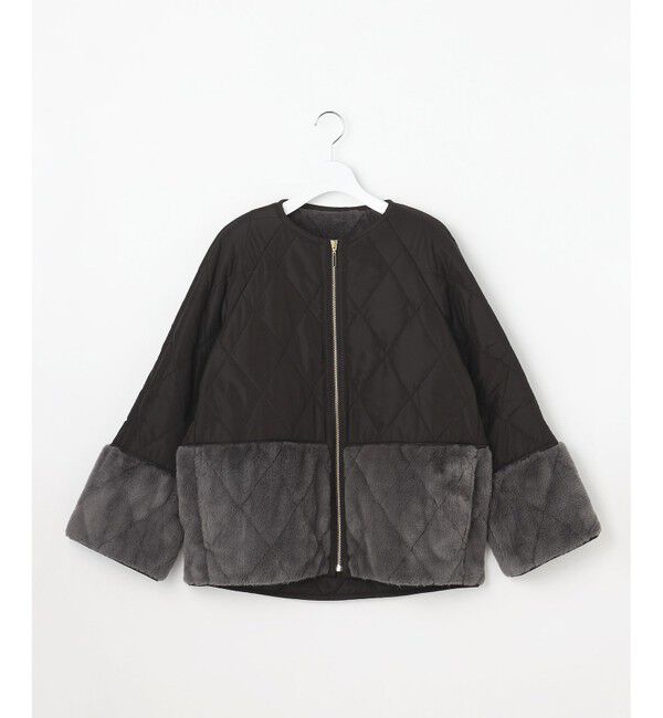 ANY SIS「フェイクファーコンビキルティング アウター」|テーラードジャケット|