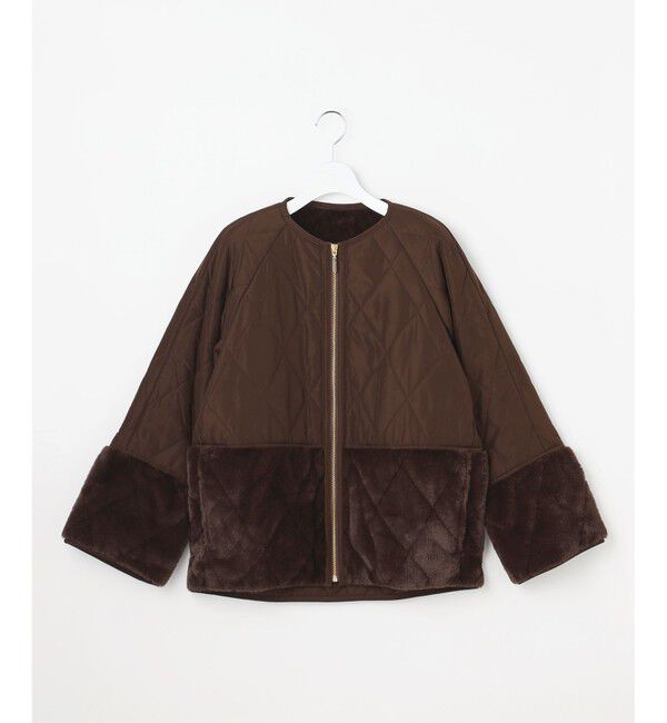 ANY SIS「フェイクファーコンビキルティング アウター」|テーラードジャケット|