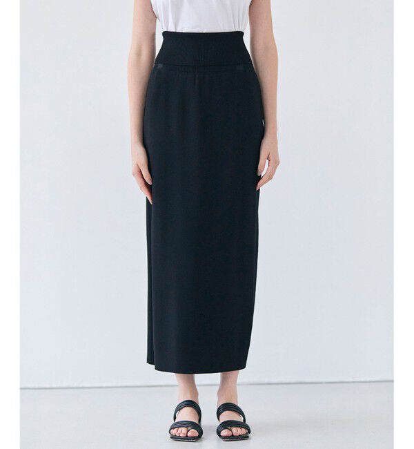 BEIGE,「【洗える】LAURA / Iラインリブスカート」|スカート|Black