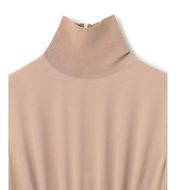 BEIGE,「【洗える】FLEUR / ニットコンビハイネックノースリーブドレス」|ワンピース|