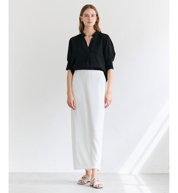 BEIGE,「FLEUR / 異素材カフス スタンドカラーブラウス」|シャツ・ブラウス|