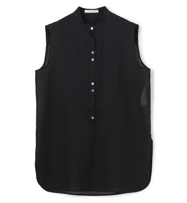 BEIGE,「GOSHE / サテン切替 シアースタンドブラウス」|シャツ・ブラウス|