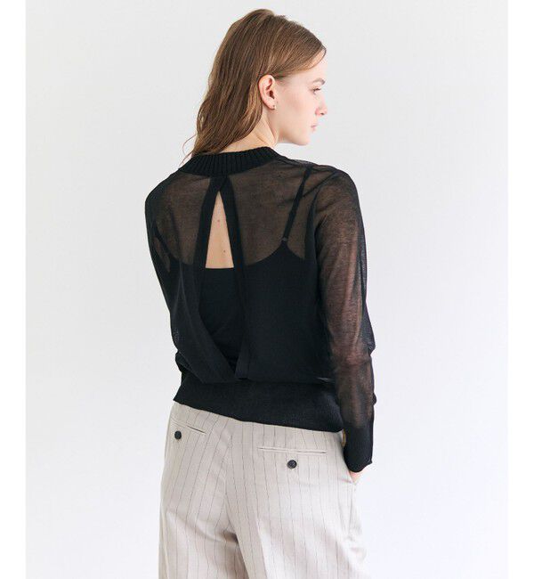 BEIGE,「PYRRHOT / シアーコンビ バックスリットプルオーバー」|ニット・セーター|Black