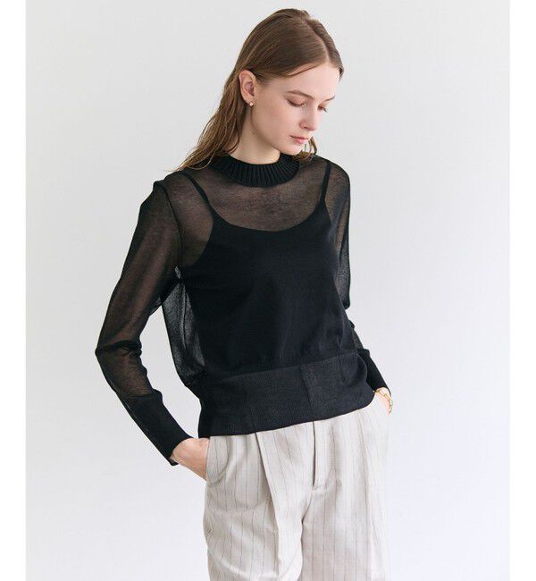 BEIGE,「PYRRHOT / シアーコンビ バックスリットプルオーバー」|ニット・セーター|