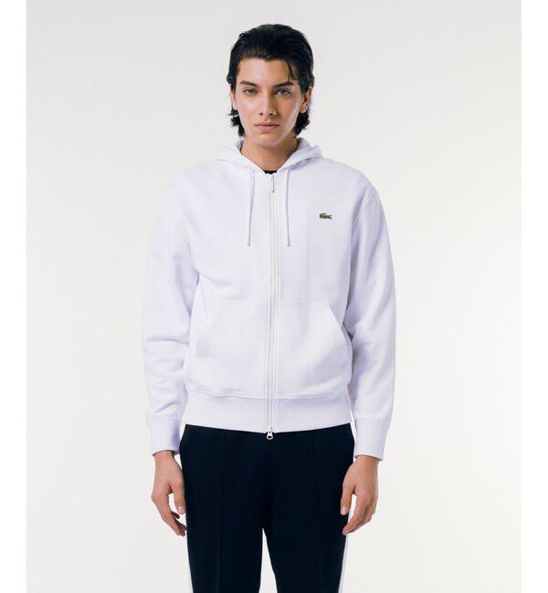 LACOSTE「プレミアムスウェットジップフーディー」|パーカー|ホワイト