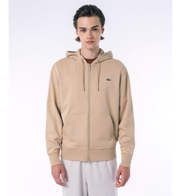 LACOSTE「プレミアムスウェットジップフーディー」|パーカー|ベージュ