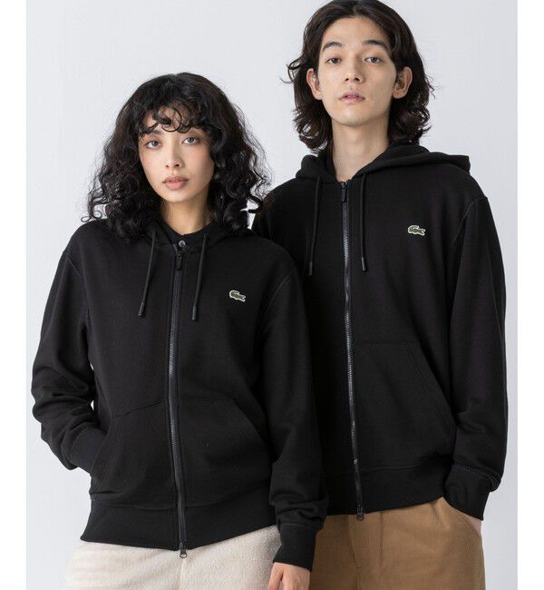 LACOSTE「プレミアムスウェットジップフーディー」|パーカー|ブラック
