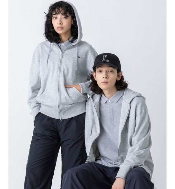 LACOSTE「プレミアムスウェットジップフーディー」|パーカー|グレー