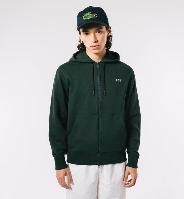 LACOSTE「プレミアムスウェットジップフーディー」|パーカー|ダークグリーン