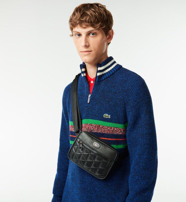 LACOSTE「モノグラム レザーモノグラムリポーターバッグ」|ショルダー・メッセンジャー|