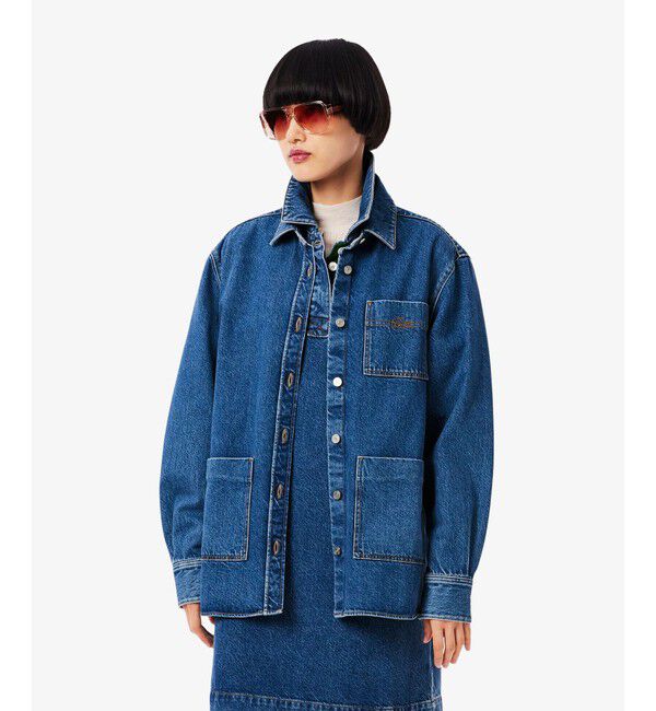 LACOSTE「ウィメンズワーク デニムシャツジャケット / カバーオール」|デニムジャケット|