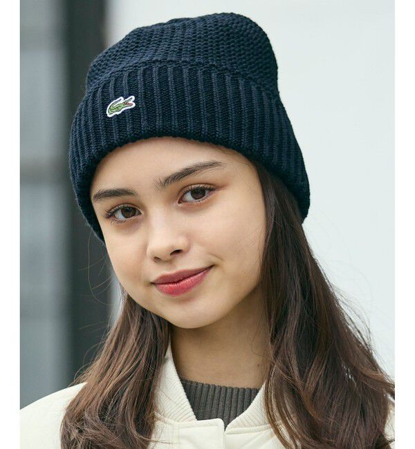 LACOSTE「ワンポイントウールニットキャップ」|ニット帽|