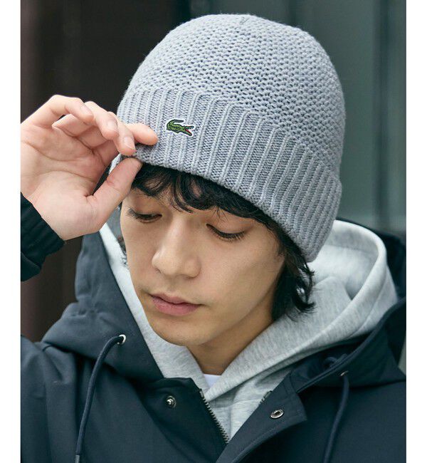 LACOSTE「ワンポイントウールニットキャップ」|ニット帽|