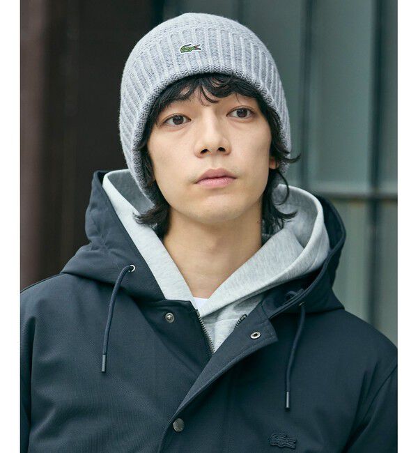 LACOSTE「ワンポイントウールニットキャップ」|ニット帽|
