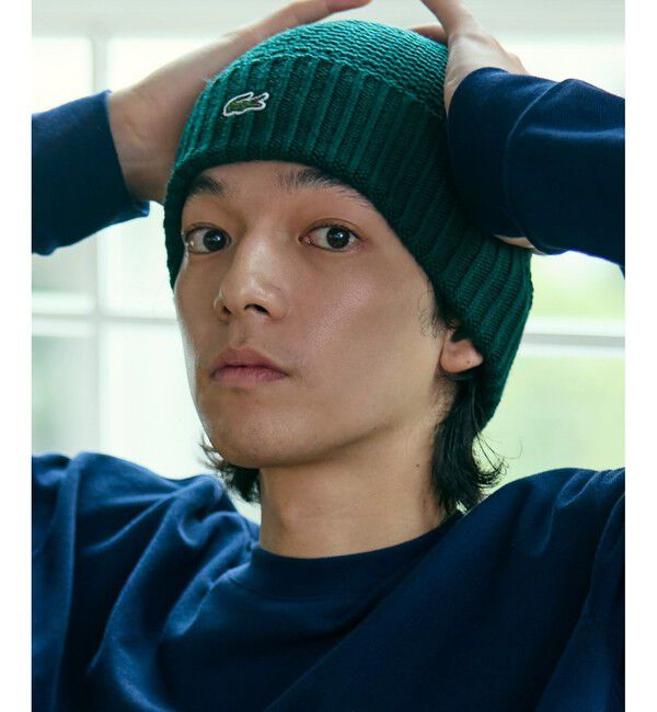 LACOSTE「ワンポイントウールニットキャップ」|ニット帽|