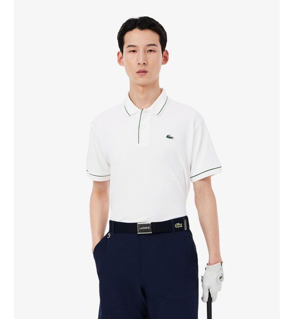 LACOSTE「サーモレギュレーション配色ラインポロシャツ」|ポロシャツ|ホワイト