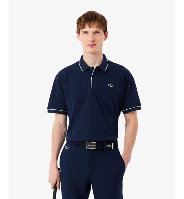 LACOSTE「サーモレギュレーション配色ラインポロシャツ」|ポロシャツ|ネイビー