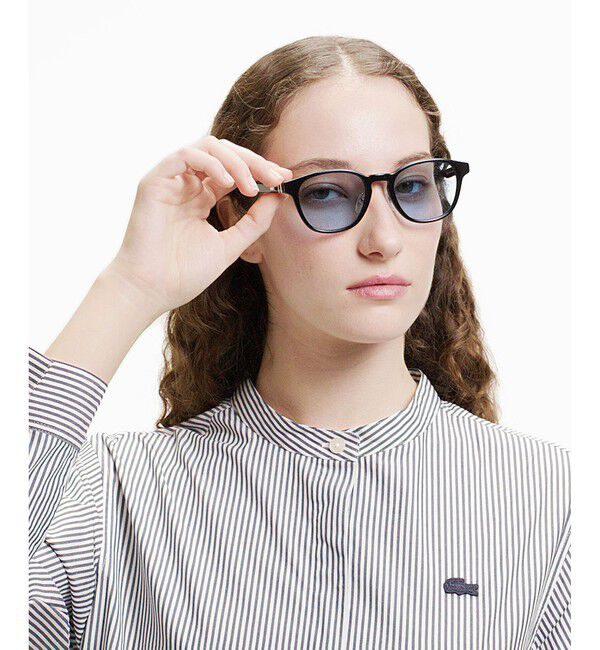 LACOSTE「バンドカラーロングシャツドレス / ストライプシャツワンピース」|ワンピース|