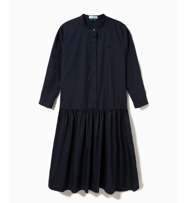 LACOSTE「バンドカラーロングシャツドレス / ストライプシャツワンピース」|ワンピース|