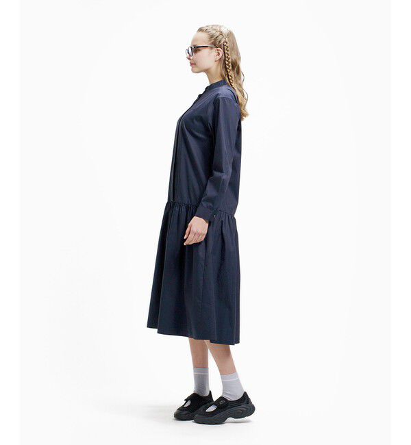 LACOSTE「バンドカラーロングシャツドレス / ストライプシャツワンピース」|ワンピース|