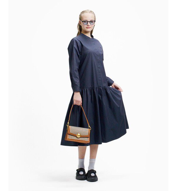 LACOSTE「バンドカラーロングシャツドレス / ストライプシャツワンピース」|ワンピース|