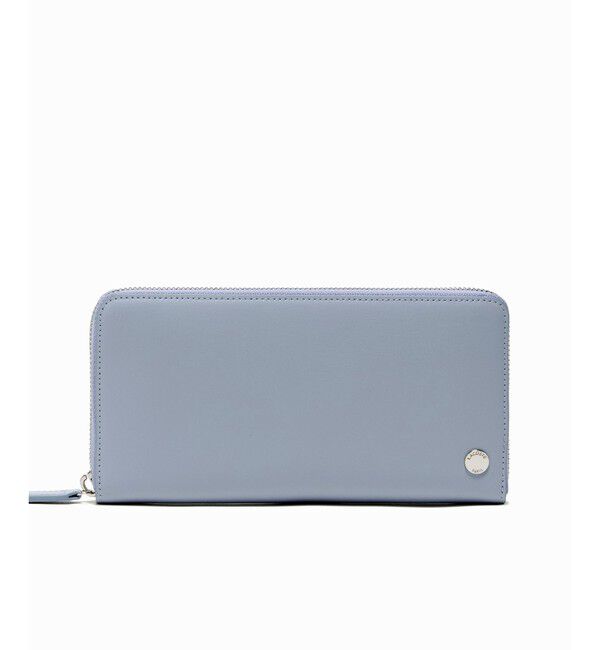 LACOSTE「シルバーブローチラウンドジップレザーロングウォレット」|財布|ライトブルー
