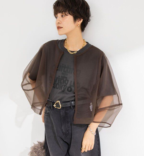 Rie Miller「ランタンスリーブシアー2WAYブラウス」|シャツ・ブラウス|