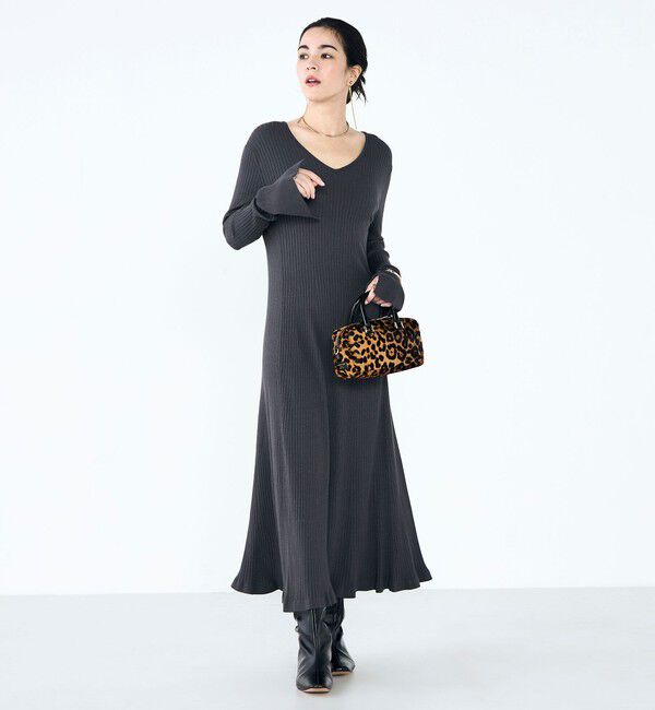 NOLLEY'S「《手洗い可能》フイット＆フレアーVネックワンピース」|ワンピース|