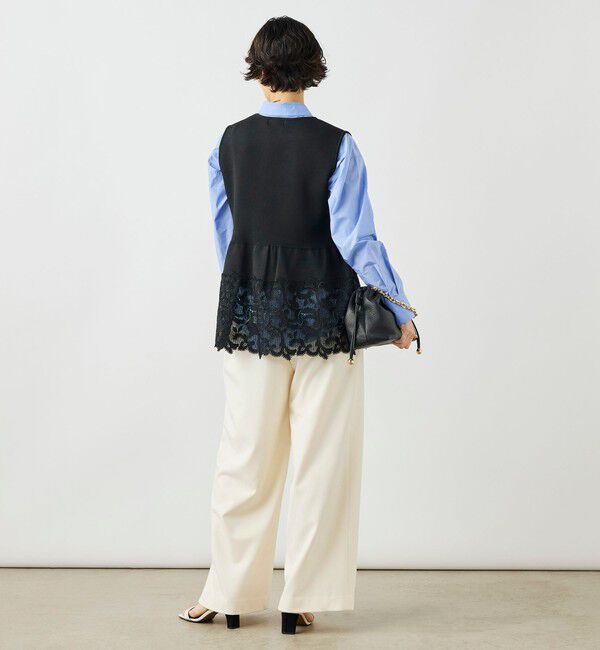 NOLLEY'S「《手洗い可能》レース付きペプラムベスト」|ベスト・ジレ|