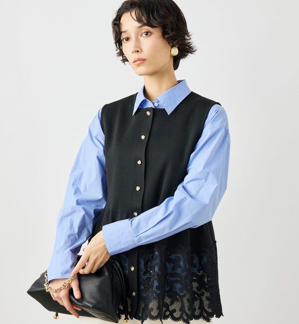 NOLLEY'S「《手洗い可能》レース付きペプラムベスト」|ベスト・ジレ|