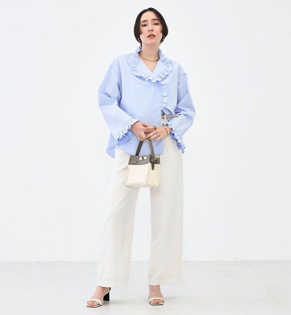 NOLLEY'S sophi「ウォッシャブルORGANICコットンフリルシャツブラウス」|シャツ・ブラウス|