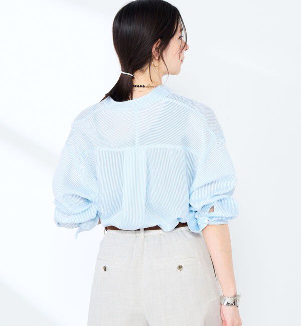 NOLLEY'S sophi「ウォッシャブルACARライトストライプ3WAYオーバーシャツ」|シャツ・ブラウス|