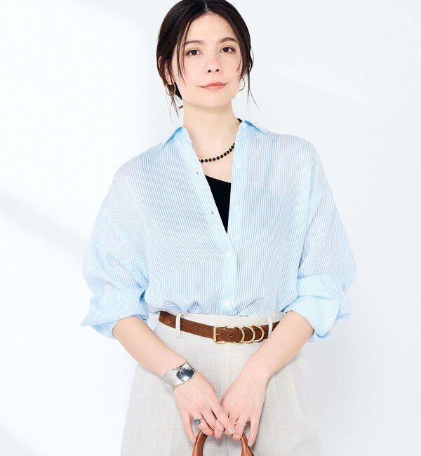 NOLLEY'S sophi「ウォッシャブルACARライトストライプ3WAYオーバーシャツ」|シャツ・ブラウス|