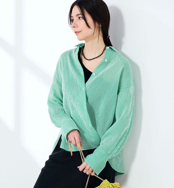NOLLEY'S sophi「ウォッシャブルACARライトストライプ3WAYオーバーシャツ」|シャツ・ブラウス|