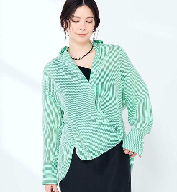 NOLLEY'S sophi「ウォッシャブルACARライトストライプ3WAYオーバーシャツ」|シャツ・ブラウス|