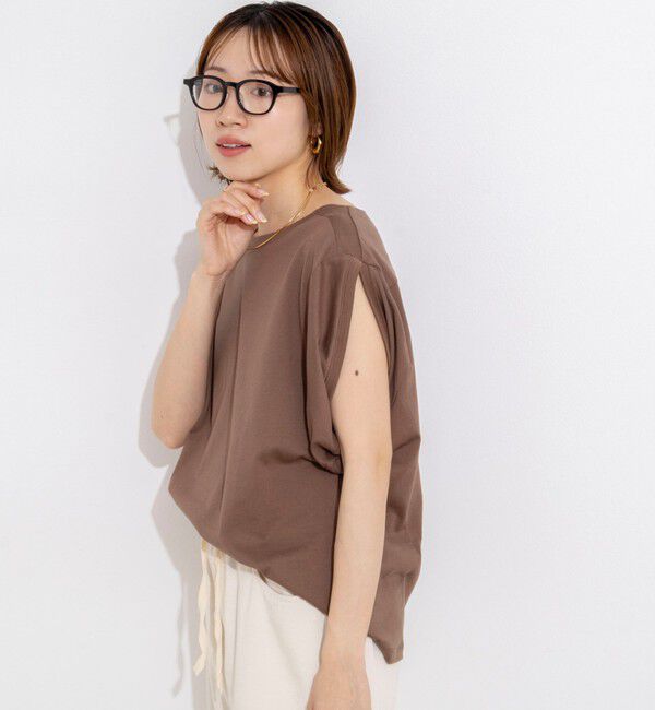 Rie Miller「変形フレンチスリーブボートネックカットソー」|Tシャツ・カットソー|