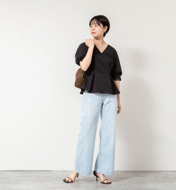 NOLLEY'S sophi「ウォッシャブルサッカーベルト付ペプラムブラウス」|シャツ・ブラウス|