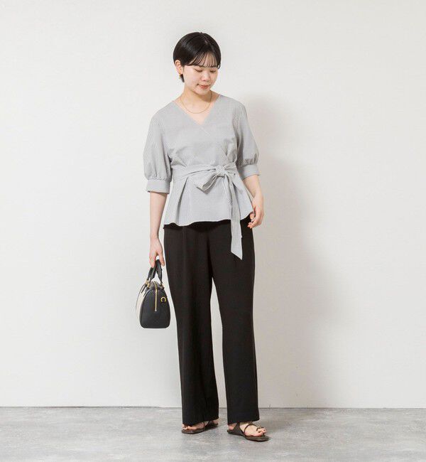 NOLLEY'S sophi「ウォッシャブルサッカーベルト付ペプラムブラウス」|シャツ・ブラウス|