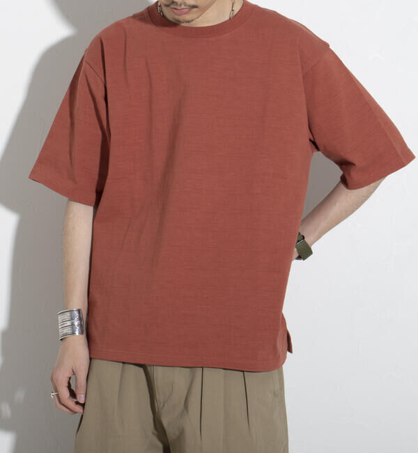 GLOSTER「【GLOSTER/グロスター】ヘビーウェイトスラブＴシャツ ビッグシルエット/マックスウェイト」|Tシャツ・カットソー|オレンジ